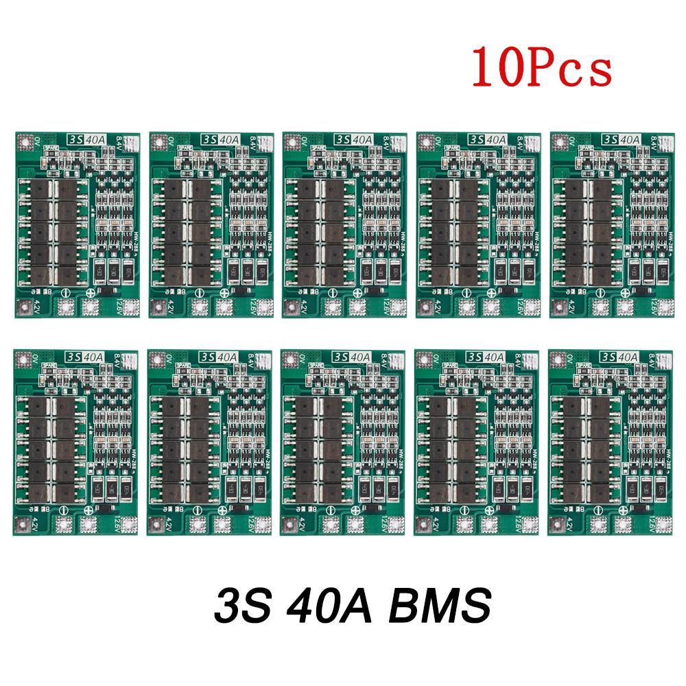 3S 40A Lithium Battery Protection Board Li-ion Lithium Battery PCB Protection Board Module 12V Board with Balance Charging
