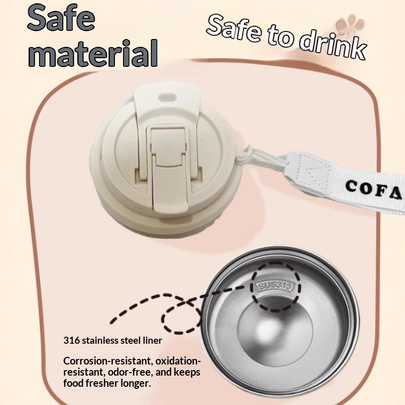 Kaffeebecher 316 Edelstahl Isolierbecher hochwertiger Herren- und Damen-Wasserbecher Cartoon Doppel-Trinkhalmbecher