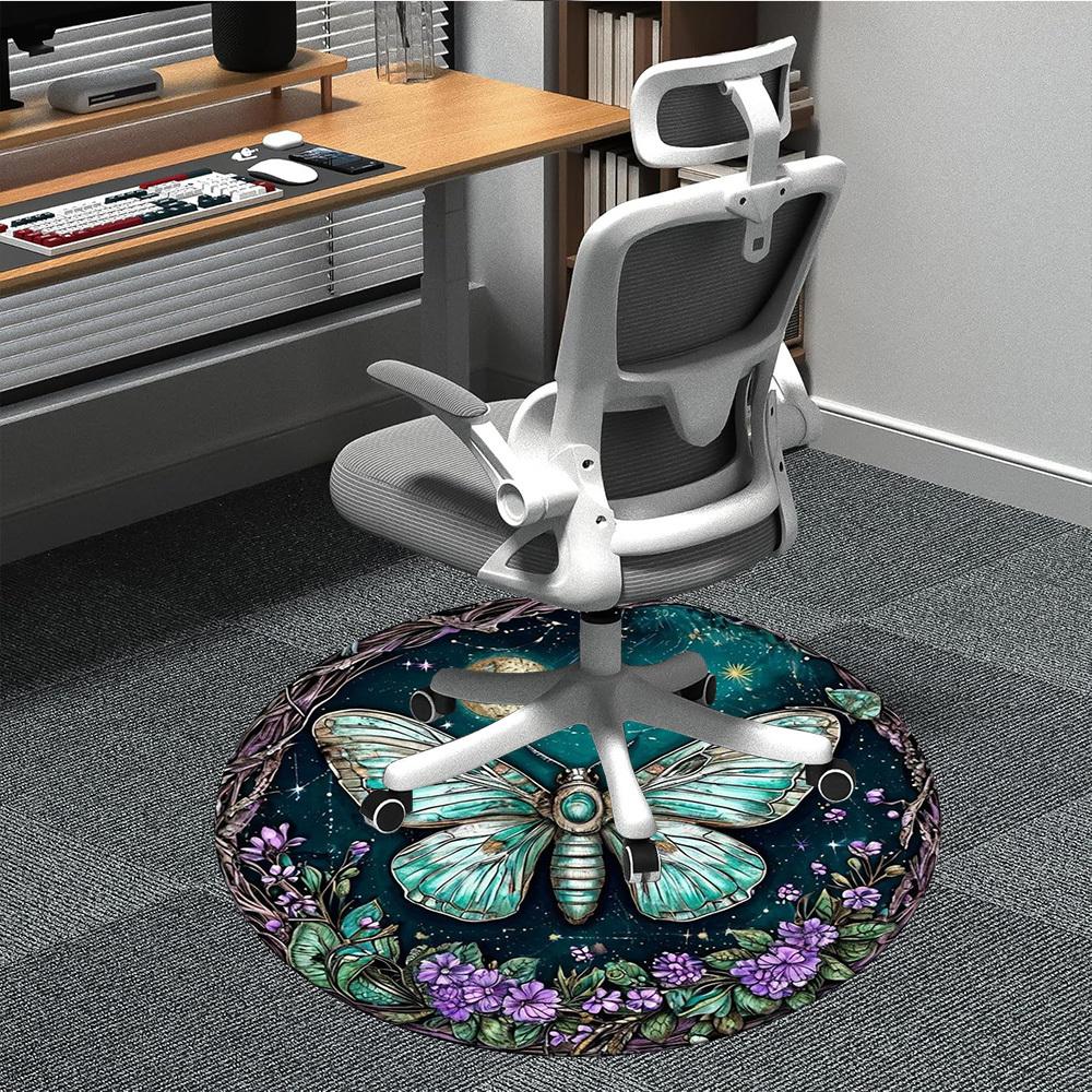 

1pc Butterfly Night Sky Chair Carpet for Office Non-Slip Mat for Office - Decorative Floor Mat yy251030248 80cm by 80cm