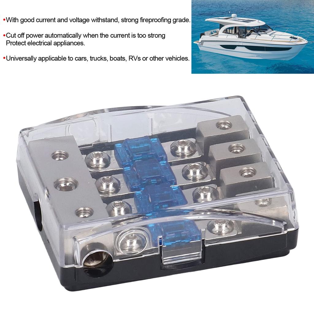 60A Power Distribution Block 1 4 Way Out Audio Fuse Holder Universal Application for