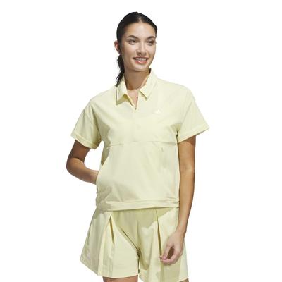 Golf Beyond the Course Box Silhouette Short Sleeve Shirt for Powder Yellow Water-Repellent 2-Way Women,