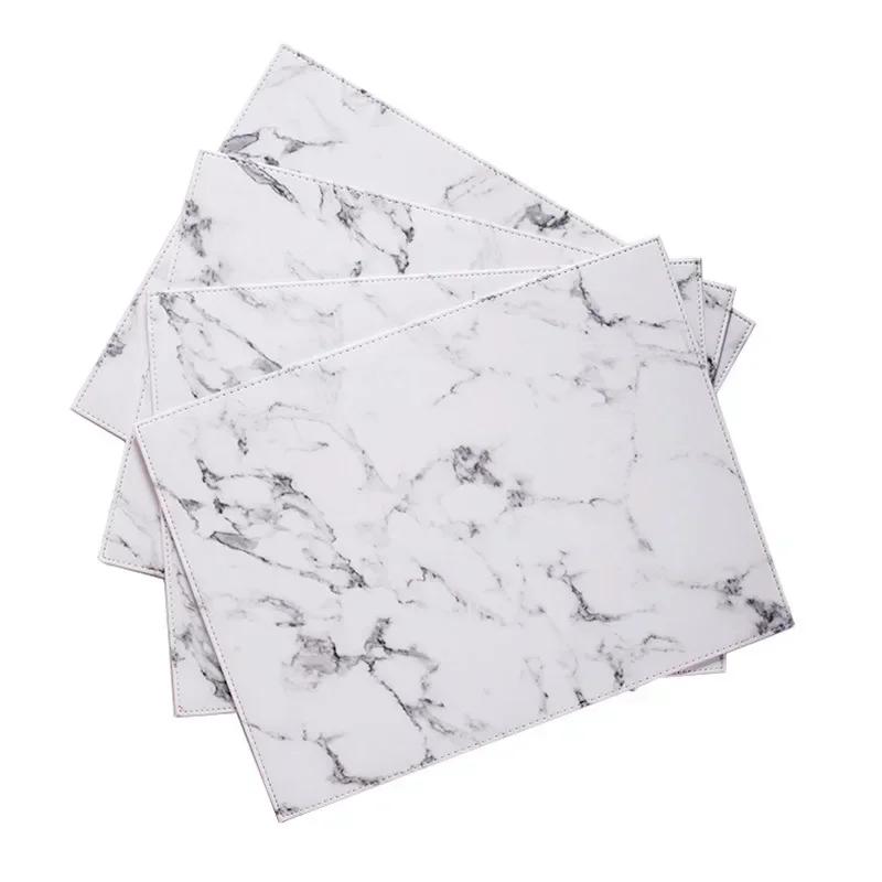 Creative PU Leather Marble Coasters Coffee Coasters Kitchen Placemats Dining Table Black and White Chic Decoration
