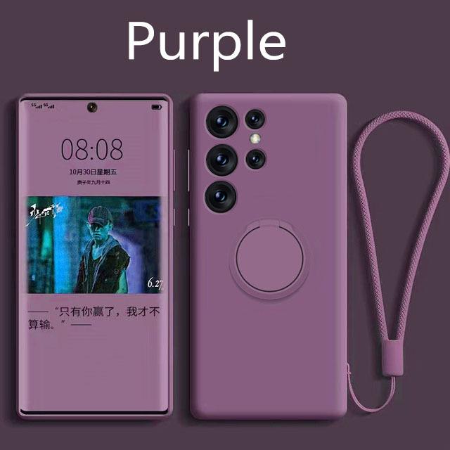 

Чехол с магнитным держателем для Samsung Galaxy S23 Ultra S22 S21 Plus S20 Fe Note 20 A51 A71 A13 A12 A52s A33 A53, жидкий силиконовый чехол A71 4G темно-фиолетового