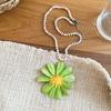Dopamine color daisy pearl necklace seaside vacation summer collarbone chain sweet simple versatile sweater chain women