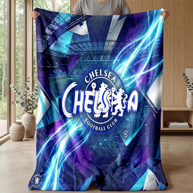 Chelsea FC Theme Blanket Soft Flannel Blanket Plush Throw Blanket Cozy Sofa Bed Blanket for Home Decor