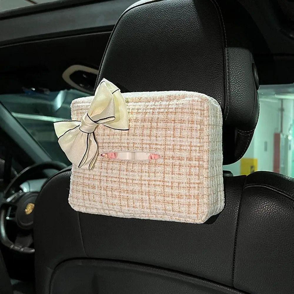 Exquisite Car Seat Back Tissue Bag Cute Bow Automotive Napkin Holder  Toilet Paper Holder