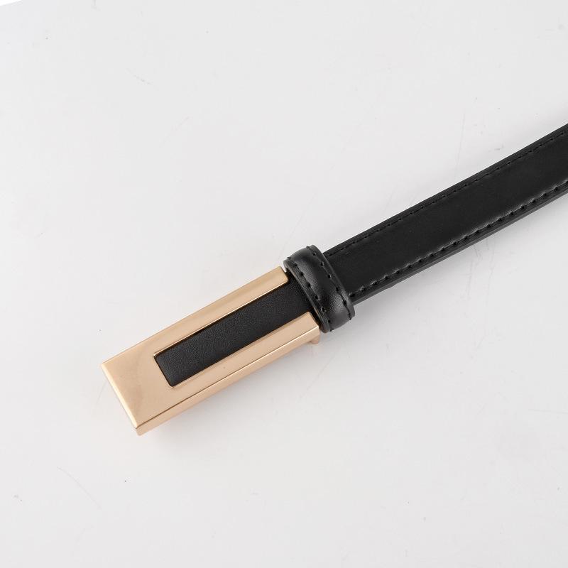 Genuine Leather Black Thin Belt for Women High-end Versatile Dress for Women Suit Waist-hugging Decorative Jeans Small Belt for Women