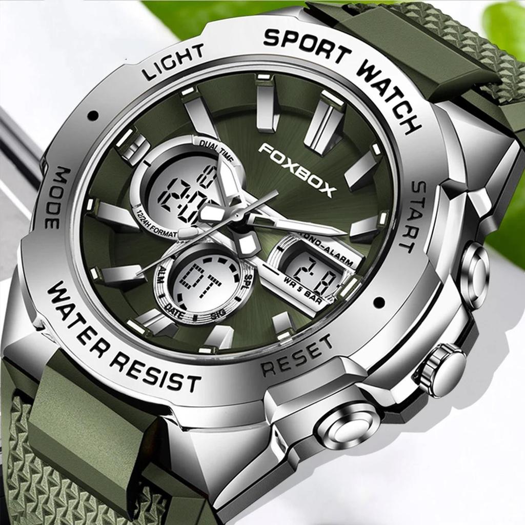 LIGE Montre numérique de luxe pour hommes, affichage LED, militaire,  étanche 50M, lumineuse, alarme de sport, chronographe, montre-bracelet à  Quartz –