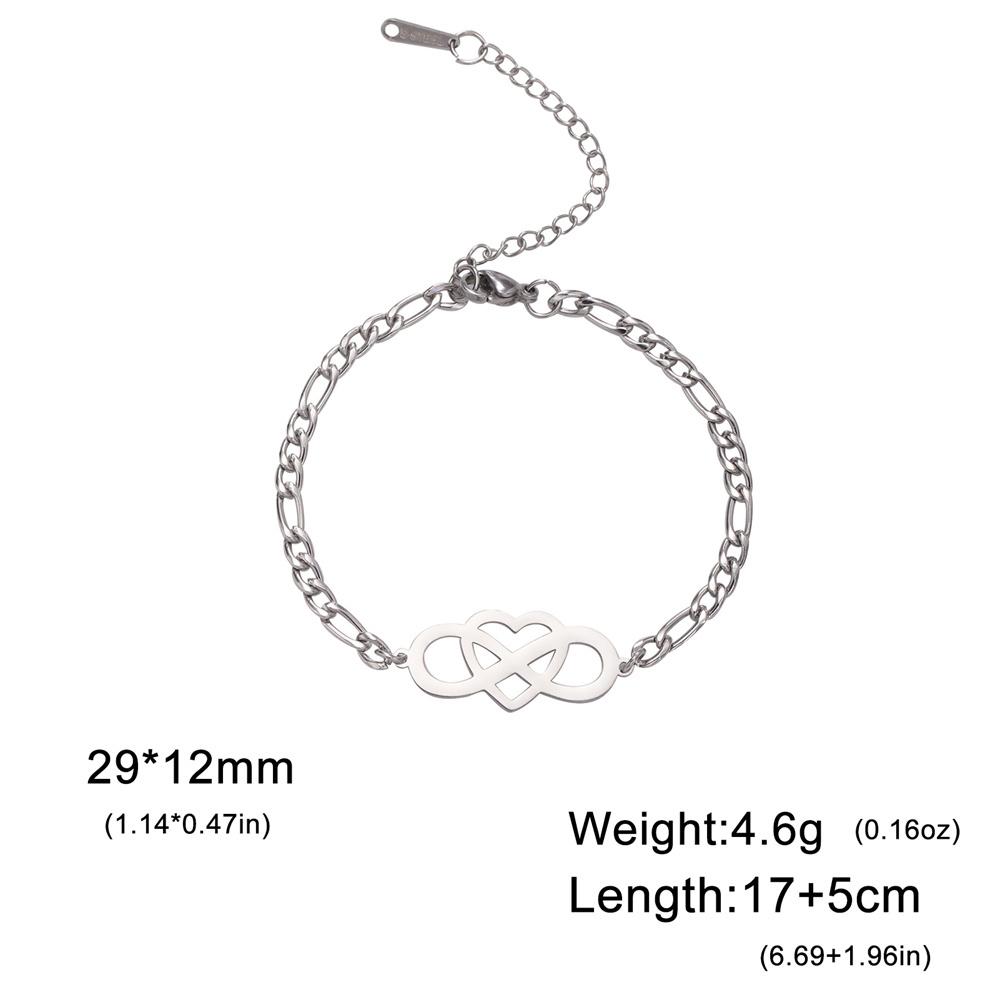 

My Shape Infinity Symbol Charms Bracelets Women Stainless Steel Gold Color Figaro Chain Heart Love Pendants Kpop Fashion Jewelry