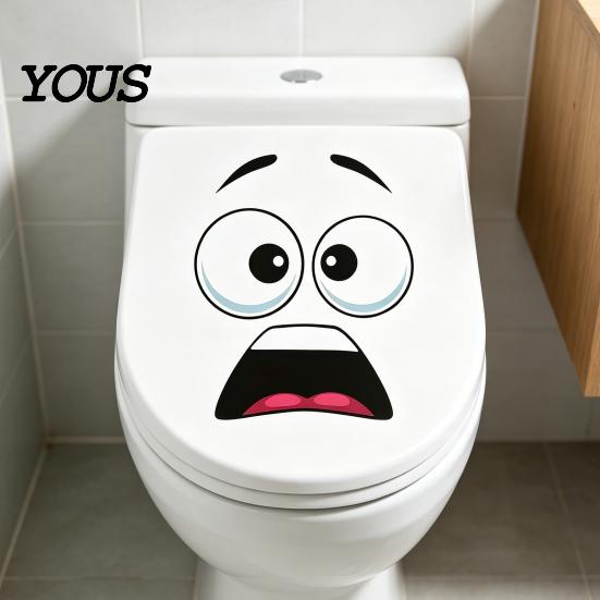 Easy Peel Bathroom Wall Decals Funny Big Mouth Meme Toilet Stickers, Self-Adhesive Toilets Cover Lid Vinyl Creative Space Enhancer Decals, Seat