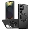 Rugged Magnetic Phone Case Ring For Samsung Galaxy S25 Edge Ultra S24 FE S23 A14 Ring Holder Stand for Magsafe Hard Cover