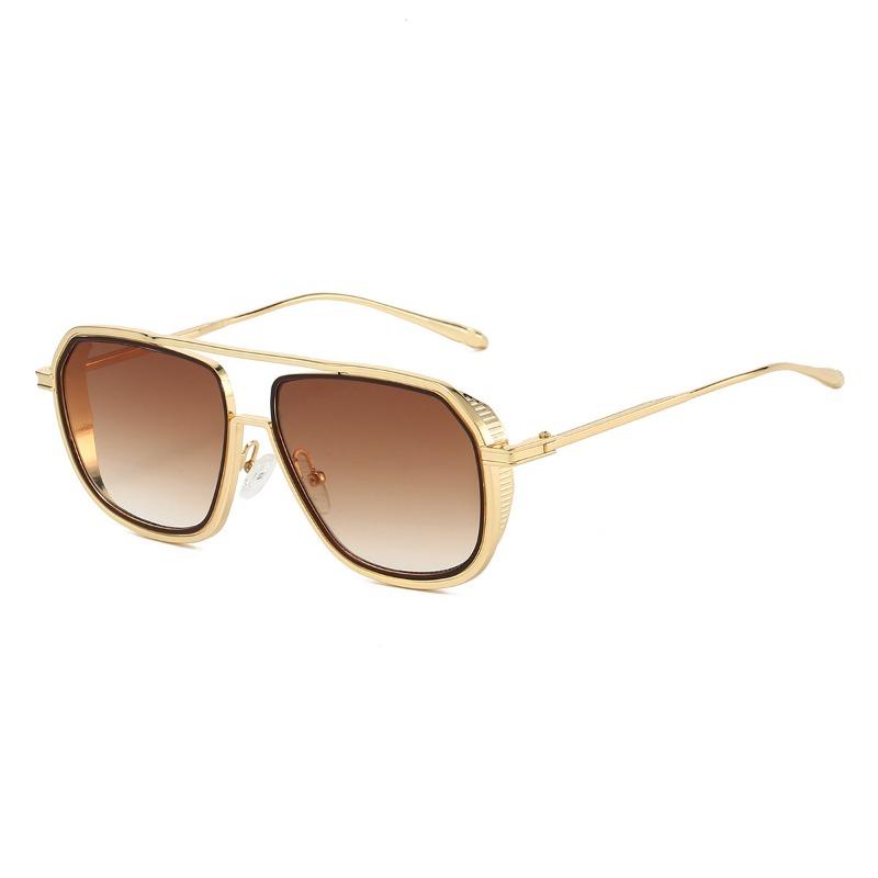 Non-polarized Fashion Steam Punk Double Girder Sunglasses Men Women Metal Square High Definition Driving Eyeglasses