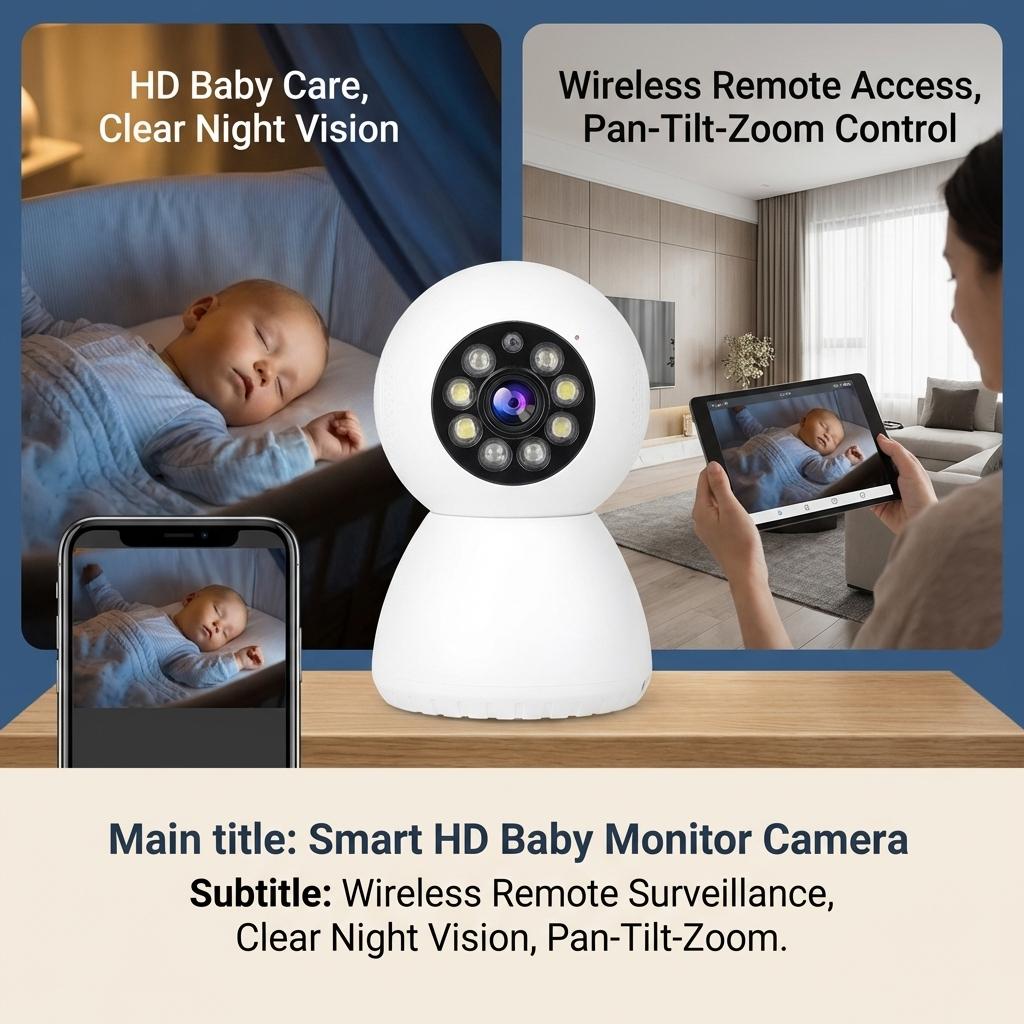 Умная PTZ-камера 1080P HD для мониторинга детей с Wi-Fi удаленным просмотром и ночным видением для домашней безопасности