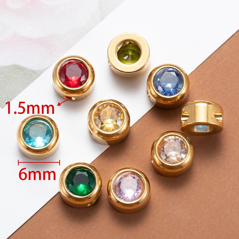 Stainless steel December birthday stone birthday stone small hole beads DIY jewelry accessories necklace