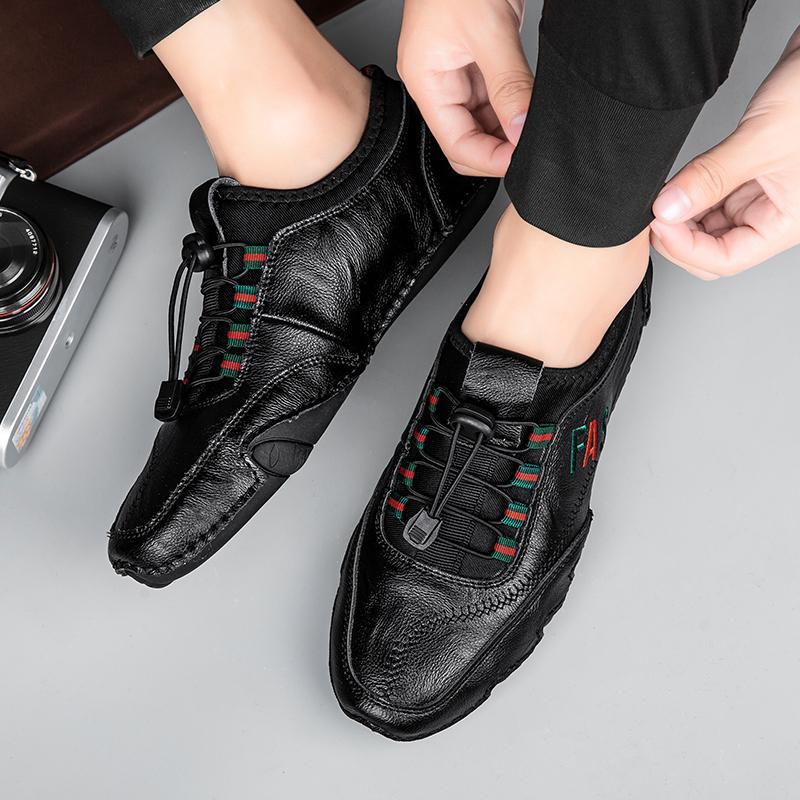 Modne męskie mokasyny w stylu brytyjskim Duże męskie buty na co dzień Ręcznie robione skórzane buty