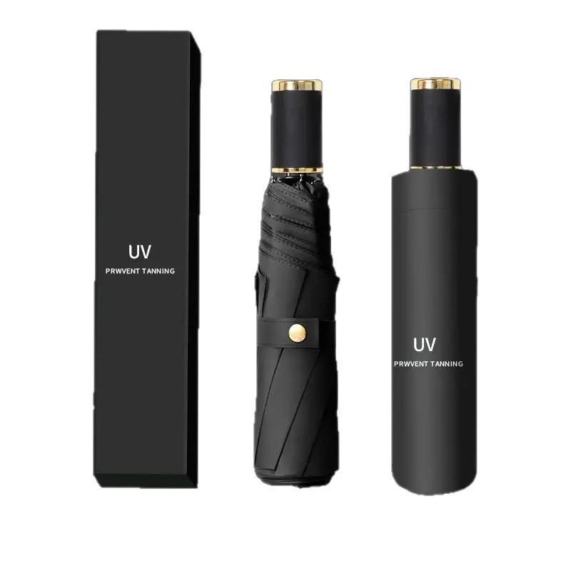 Thickened Black Glue Manual Folding Umbrella: Sun & Rain Protection for Men