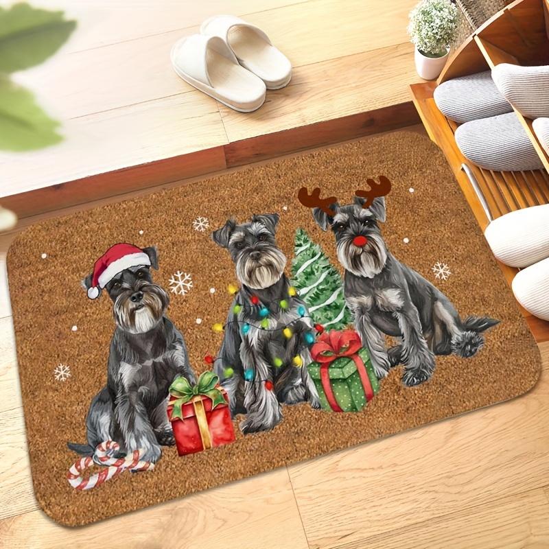 

VIKAMA Holiday Mini Schnauzer Christmas Doormat - Soft Plush, Anti-Slip Absorbent Carpet, Bathroom Carpet, Home Decoration 40cm x 60cm