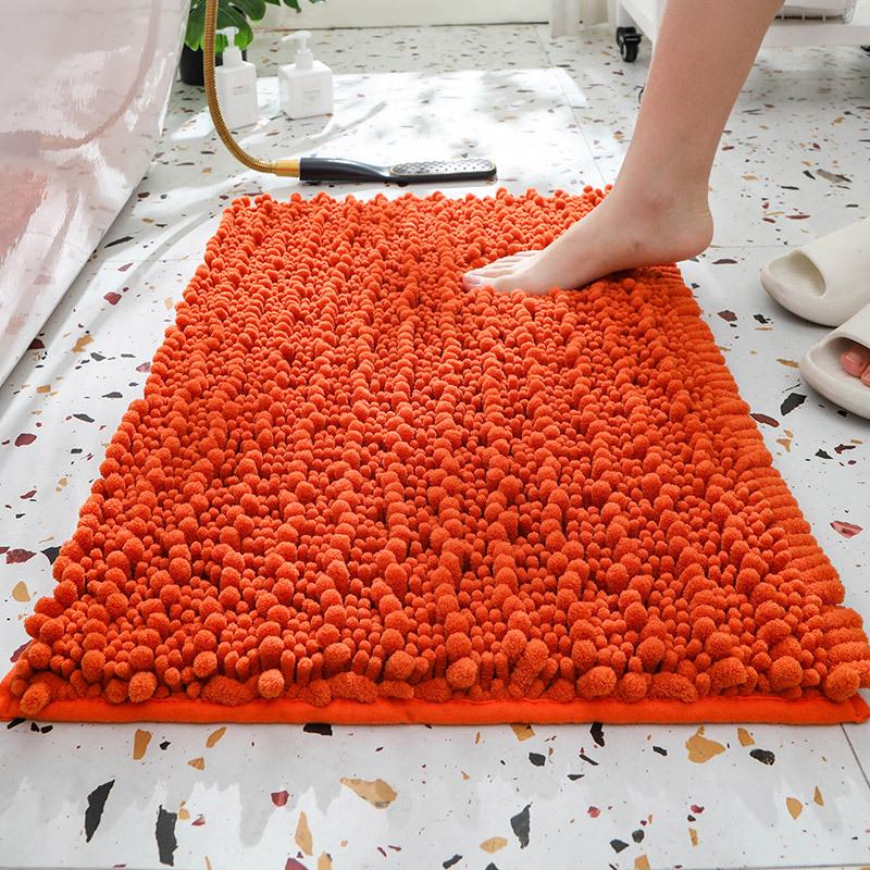 Chenille Long Pile Bathroom Mat - Water Absorbent & Anti-Slip Foot Pad for Home Use