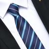 With Handsome Men'S Formal Wedding Groom Dark Blue Pattern Hand Zipper No Match Blue Strip Tie 8Cm