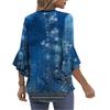 Summer Tops For Women Cute V Neck 3/4 Sleeve Blouses Floral Print Top Casual Shirts