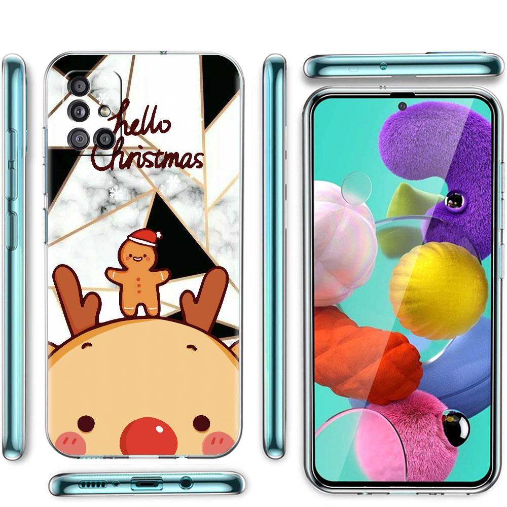 Průhledný kryt s červeným nosem losa a Santa Clausem pro Samsung Galaxy A52 A12 A51 A32 A21s A71 A32 A22 50 A70 A31 A72 5G