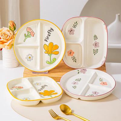 Ceramic Portion Control Diet Plate Divided Dessert Snack Serving Dish Platter for Balanced Meal Food Separator Appetizer Tray