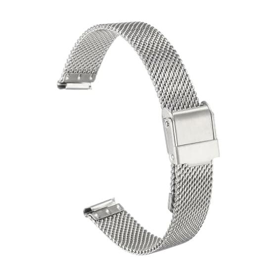 [uxcell] 12mm Quick Release Adjustable Metal Replacement Watch Band, Stainless Steel Mesh Watch Band for Men Women, Silver