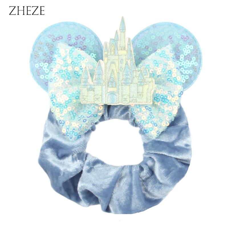 

Новые резинки для волос с ушками Микки Мауса Дисней, повязка на голову для девочки, держатель для хвостика для женщин, с пайетками и бантами, ободок, женские аксессуары для путешествий, DIY