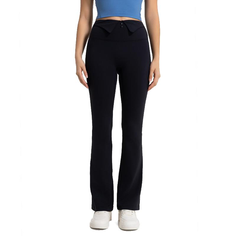 Autumn and winter new waist lapel flared pants velvet yoga pants warm high waist hip lift sports trousers