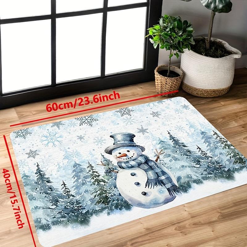 1Pcs Anti Fatigue Kitchen RugsWinter Forest Print Waterproof Non-Slip Thick Cushioned Kitchen Mat Heavy Duty Comfort Standing Mat for Kitchen