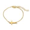 Simple Gold Color Cross Chain Bracelet for Women Shiny Charm Hand Bracelet Wedding Jewelry