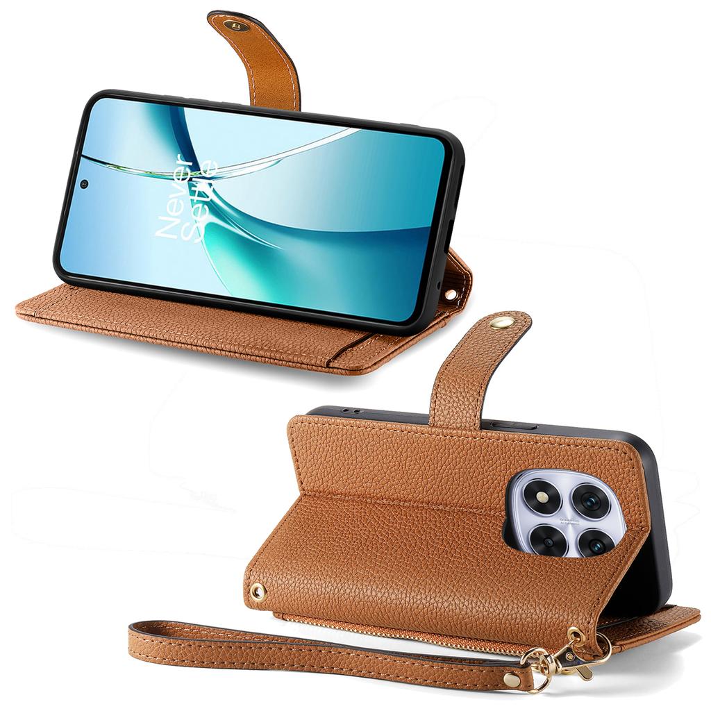 Per Xiaomi Poco M8 Pro 5G/Redmi Note 15 Pro+ 5G (Globale) Custodia con Tasca con Zip Blocco RFID Portafoglio in Pelle Copri Telefono con Cinturino