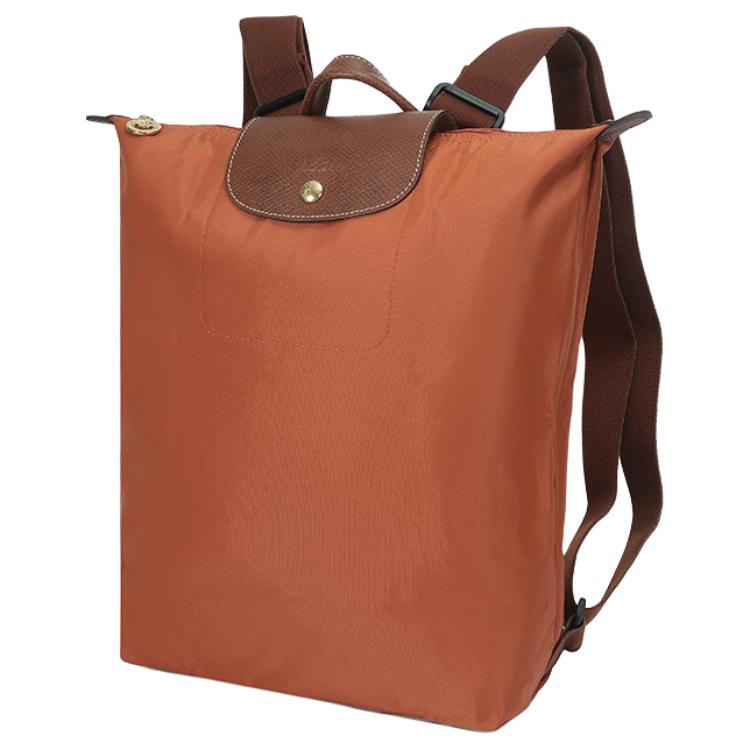 Longchamp Le Pliage Original Rucksack aus Nylon mit strukturiertem Logo für Damen, Ziegelrot 10284089P97