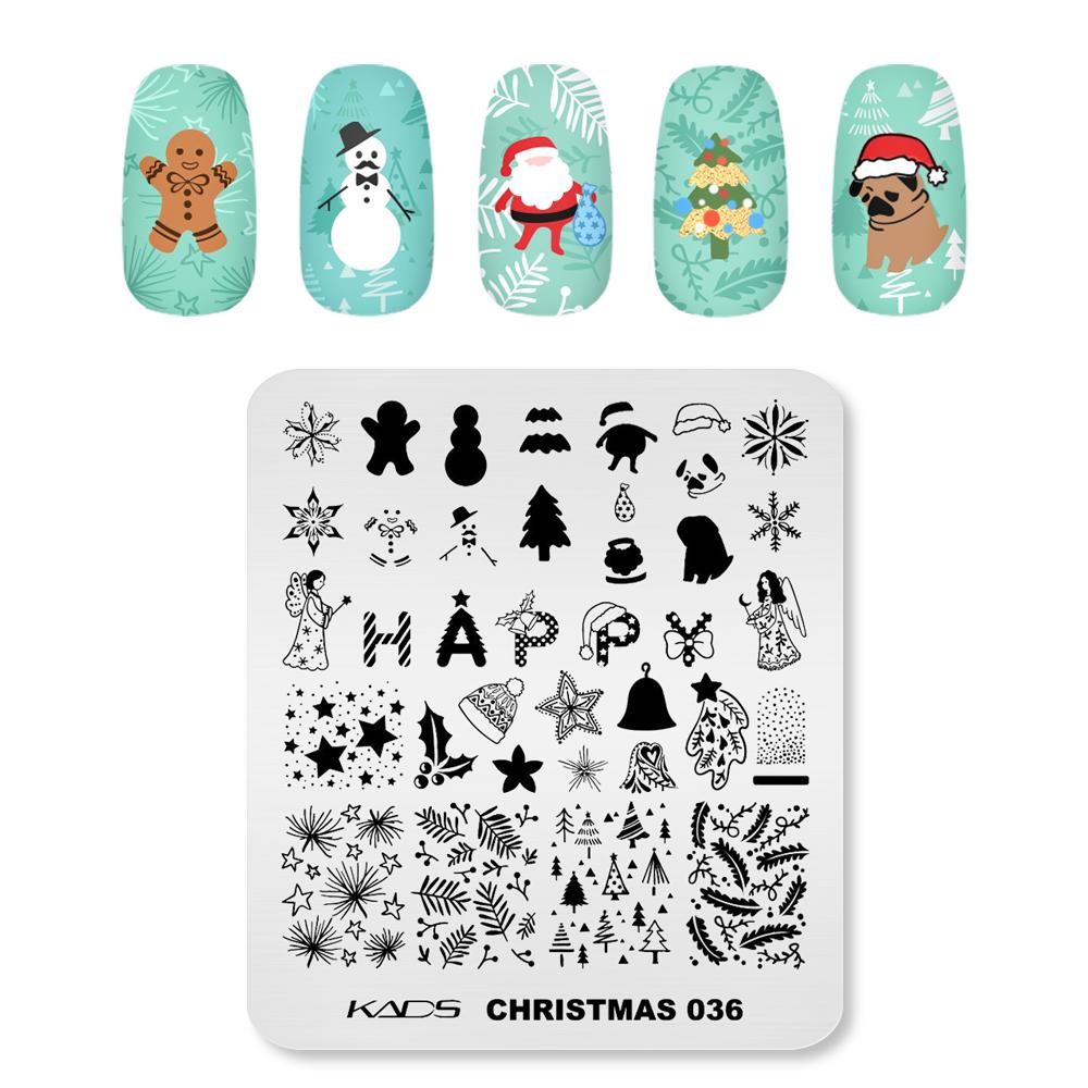 kads 14 Designs Nail Art Stamping Template Christmas Halloween Series Nail Print Stencil Plate Snowflake Animal Leaves Image Nail Plates
