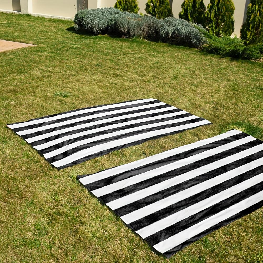 Fun Black and White Striped Beach Towel, Modern Graphic Art Quick-Dry Sand-Free Microfiber Bath Towel for Picnic and Camping