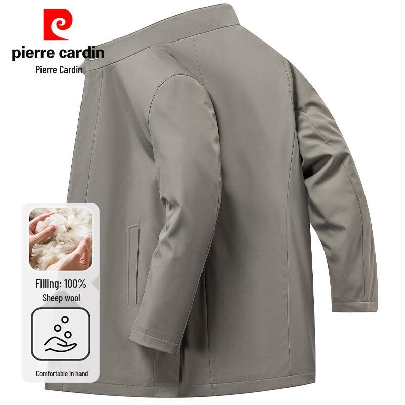 Мужское зимнее тренчковое пальто Pierre Cardin с воротником-стойкой и шерстяной подкладкой M