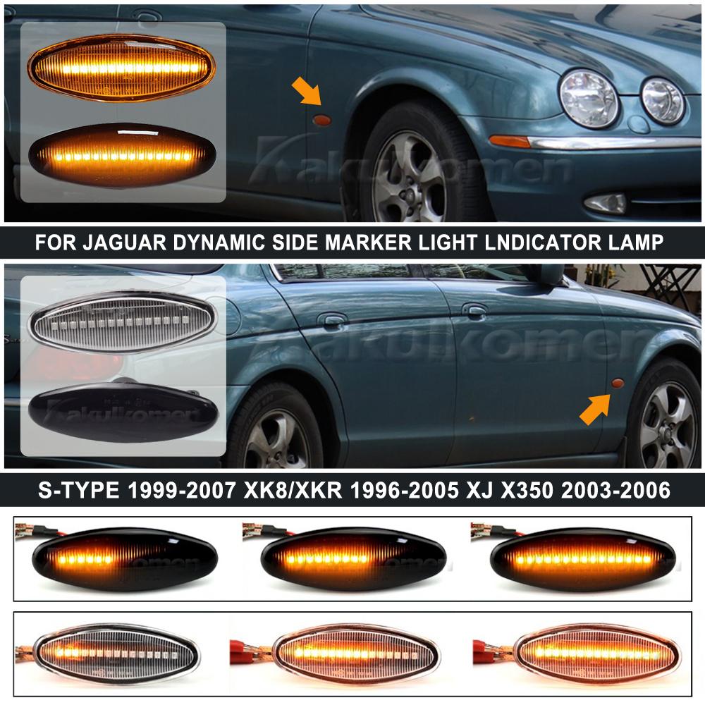 

Боковой габаритный фонарь для JAGUAR XK8 S-Type XK 8/XKR XJ X350, динамический светодиодный указатель поворота, мигающий индикатор 2Pcs Dynamic Smoked