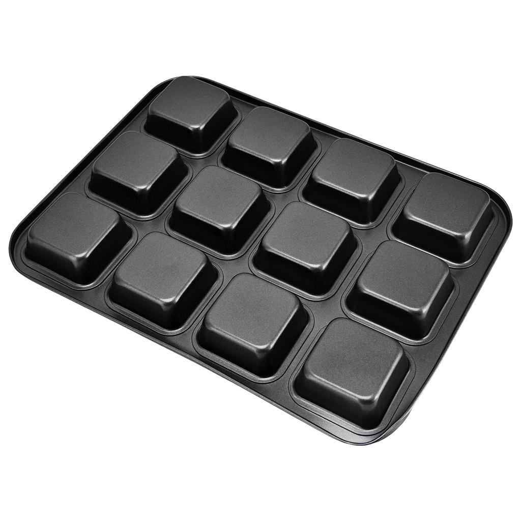 Loaf Baking Pans 12 Cavity Brownie Baking Pan Carbon Steel Muffin Bakeware Cupcake Bread Divider Mold