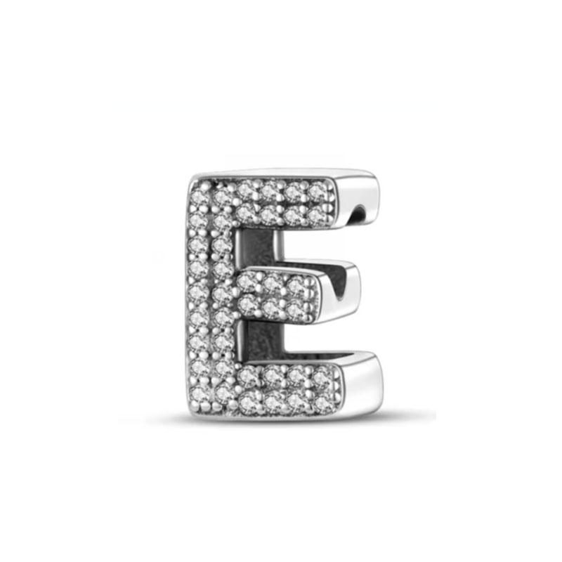 Classics Copper Shiny Zircon English Alphabet Beads Pendant Piece Charms Ideal For Original Fashion Bracelet Jewelry Piece Women Gift