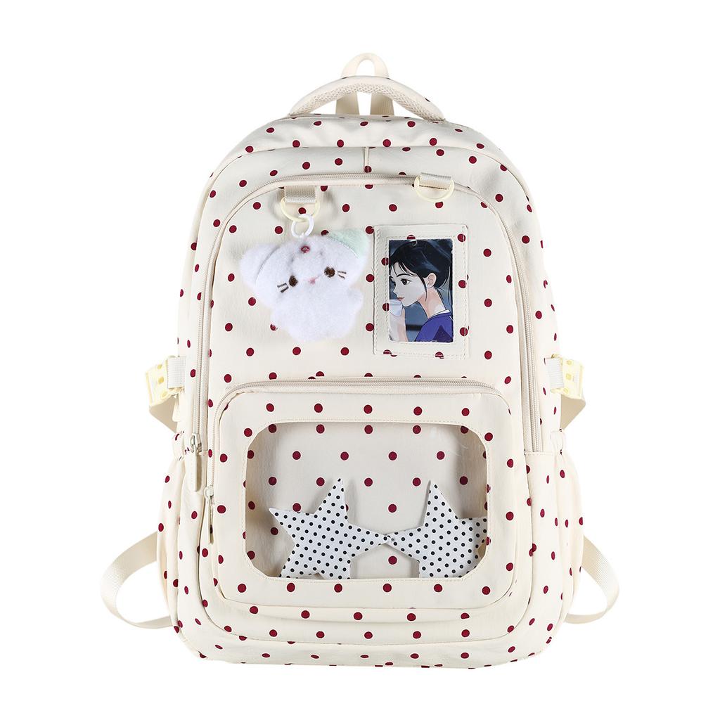 Schoolbag Cute Polka Dot Backpack Female Middle School Student Schoolbag Junior High School Student Large Capacity Japanese Sweet Girl Pain Bag