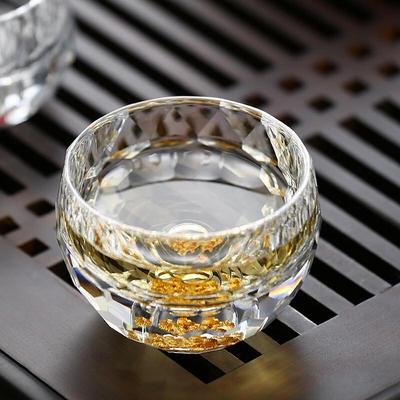 Premium Facettierte Kristallglas-Teetasse mit Blattgold