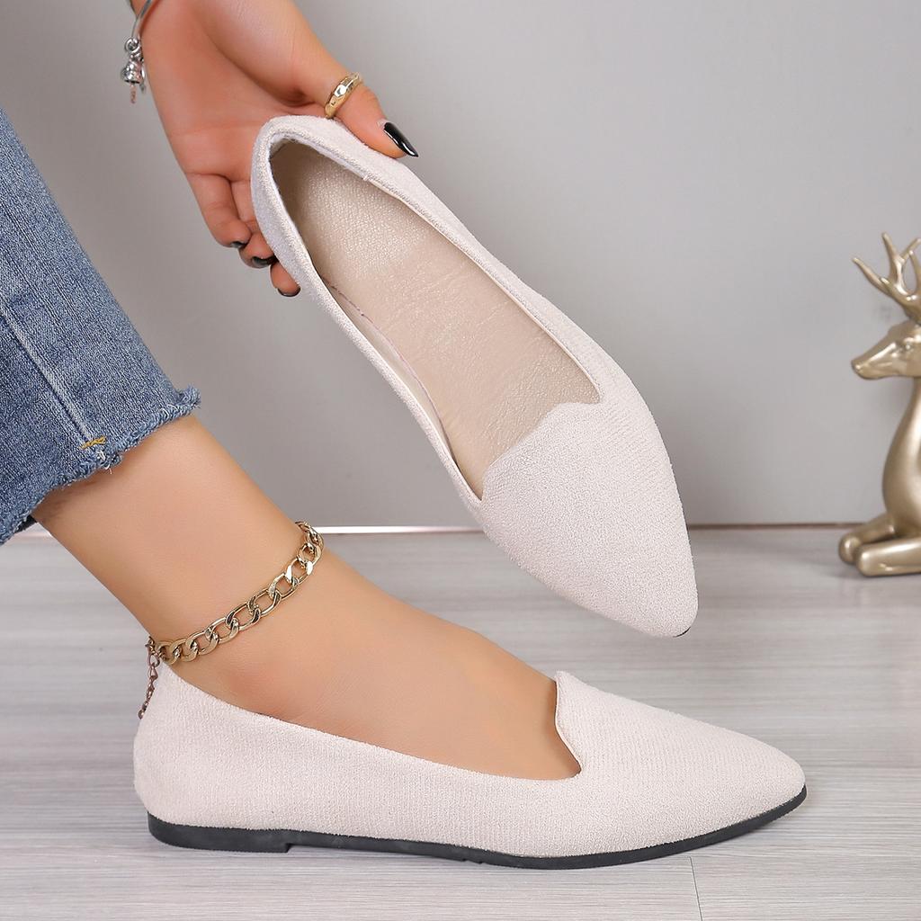 Fashion 2024 Spring and Autumn Fashion New Style Casual Comfortable Solid Color Pointed Women's Shallow Mouth Flat Shoes