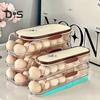 Automatic Rolling Egg Container Fridge Storage Box Food Grade BPA Free Transparent Stackable Fridge Organizer with Lid