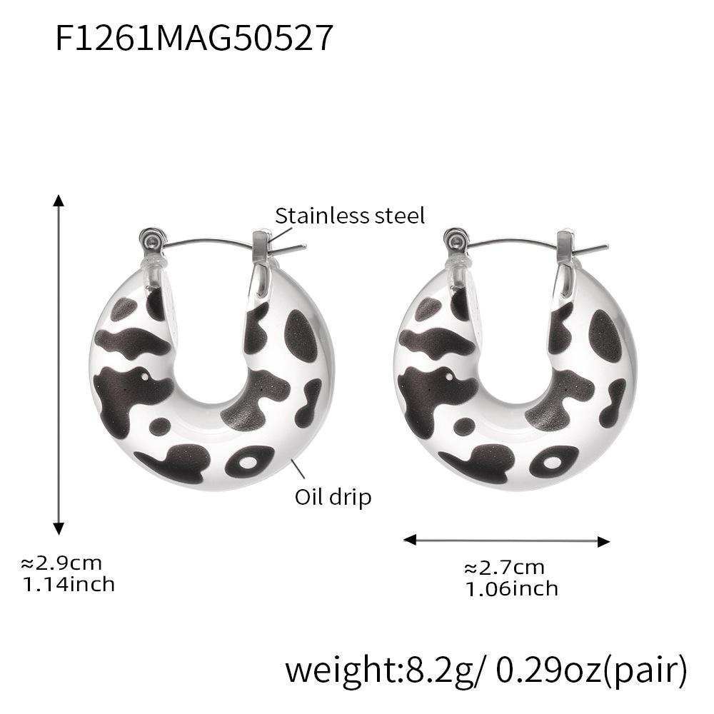 Qiong Yao Resin Leopard Print U-Shaped Earrings - Trendy, Colorfast Women s Jewelry