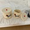Cute Puppy Storage Basket Woven Cotton Rope Frame Large Capacity With Lid Dustproof Storage Bucket Desktop Dustproof