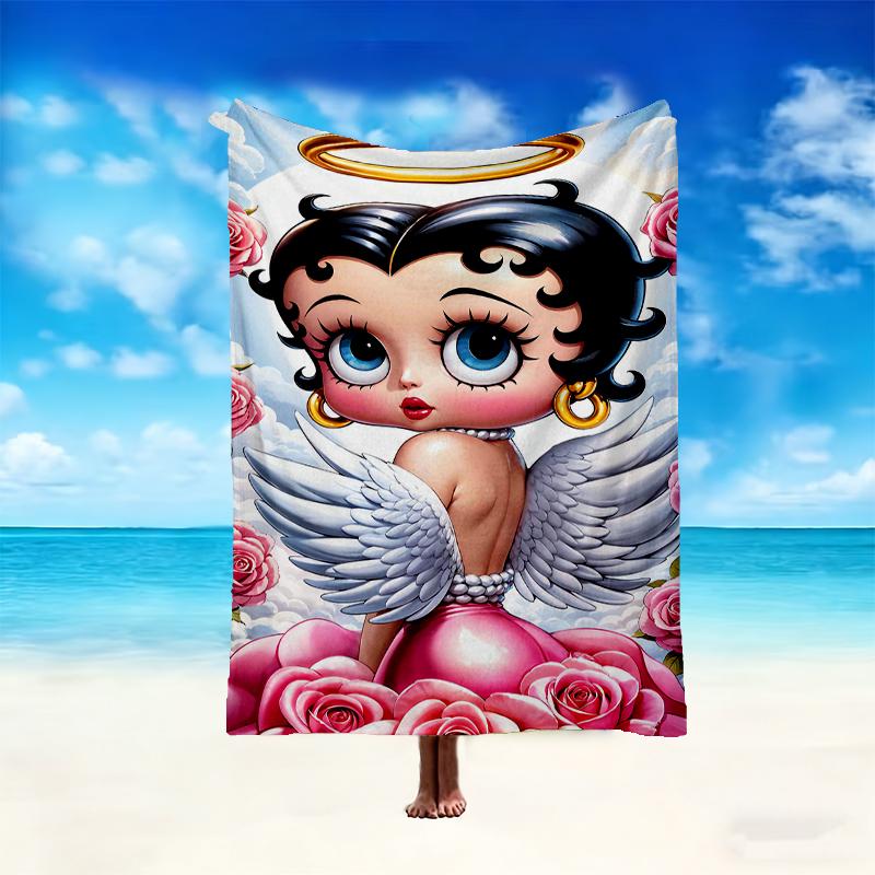 1pc Betty Boop Blanket, Home Printed Throw Blanket - Soft Blanket Gift for Family, Washable Sofa Bed Blanket