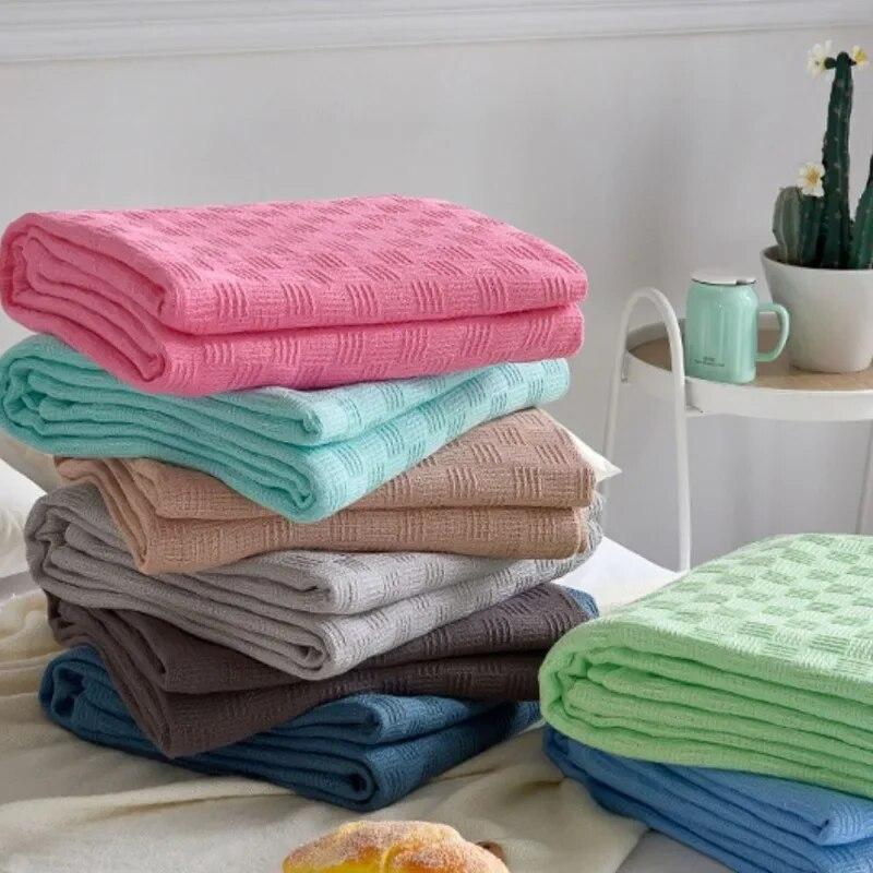 Pure Cotton Knitted Gauze Blanket Anti Static Comfortable Skin Friendly Bedding Breathable Hygroscopic Sofa Rest Quilt
