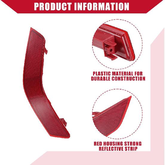 No.265656FV0B Bumper Reflector for Nissan Rogue 2016-2020 / Rear Left Light Reflector Cover Bumper/Durable Plastic / 1Pcs Red