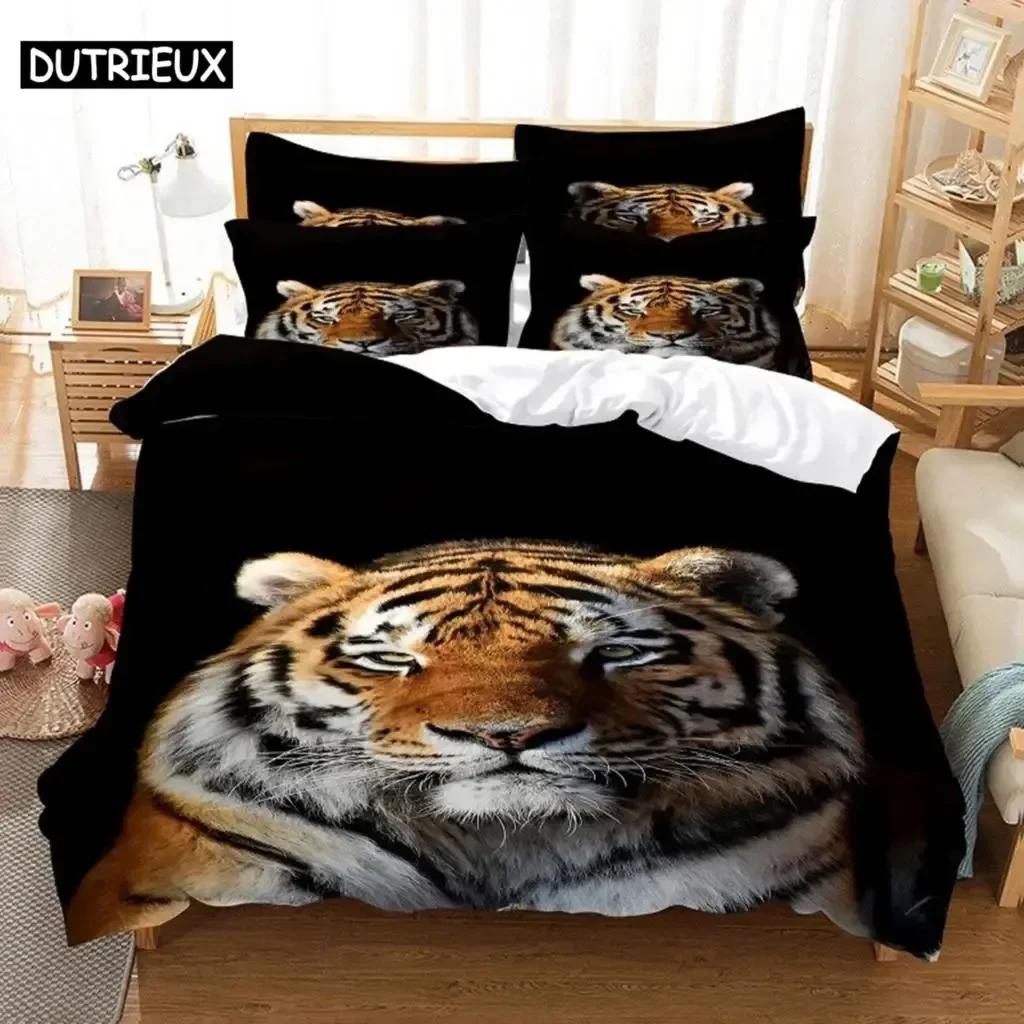 New 3D Print Runing Tiger Beding Set Bedrom Soft Modern Bedspreads Comefortable Children Kids Soft Duvet Cover Comfortable Quilt Cover And Pilowcase