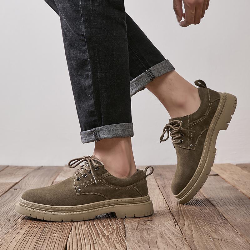 Męskie Skórzane Buty Casualowe Antypoślizgowe do Noszenia Brytyjski Styl Klasyczne Outdoorowe Antypoślizgowe Buty do Chodzenia Buty Oxfordowe Buty na Grubej Podeszwie